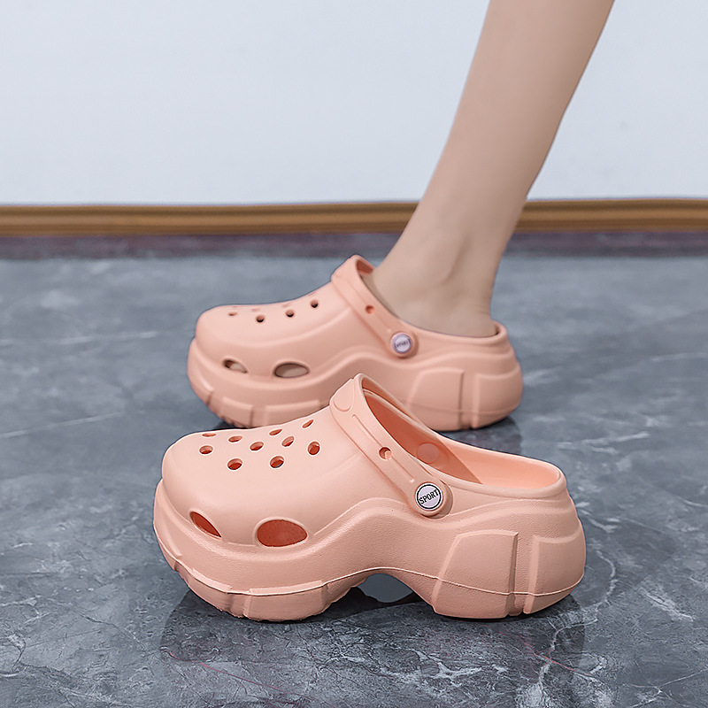 비치슈 하이힐 두꺼운 여성뮬슬리퍼형샌들