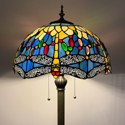 Retro Tiffany Living Room Hotel Lobby Decorative Floor Lamp Modern Pastoral Dining Room Floor Lamp Cross-Border Supply Sofa