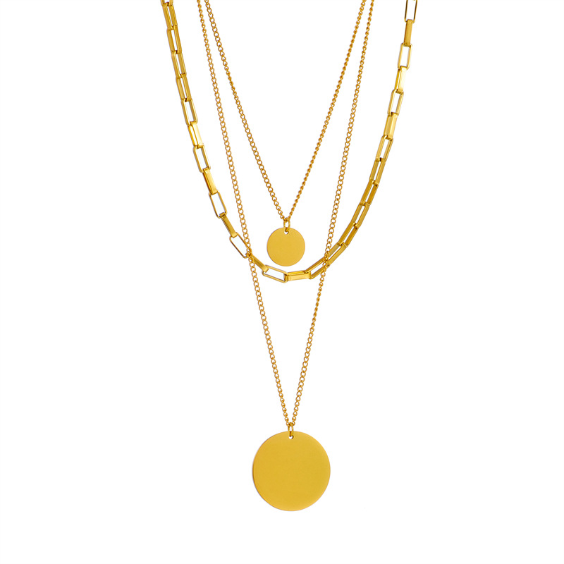 Chain Design Wholesale Jewelry Elegant Round Solid Color Titanium Steel Chain Pendant Necklace