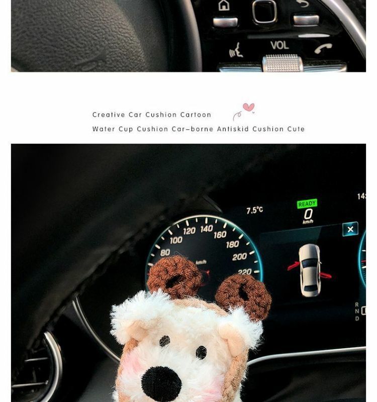 Popular West Highland Cute Car Plush Toy Car Doll Wiper Steering Light Car Interior Decoration for Women