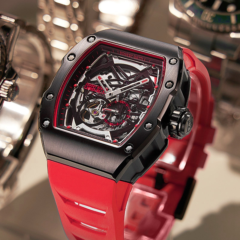 German brand Bugatti watches cross-border hot double-sided hollow men's mechanical watches Shopee AliExpress sources