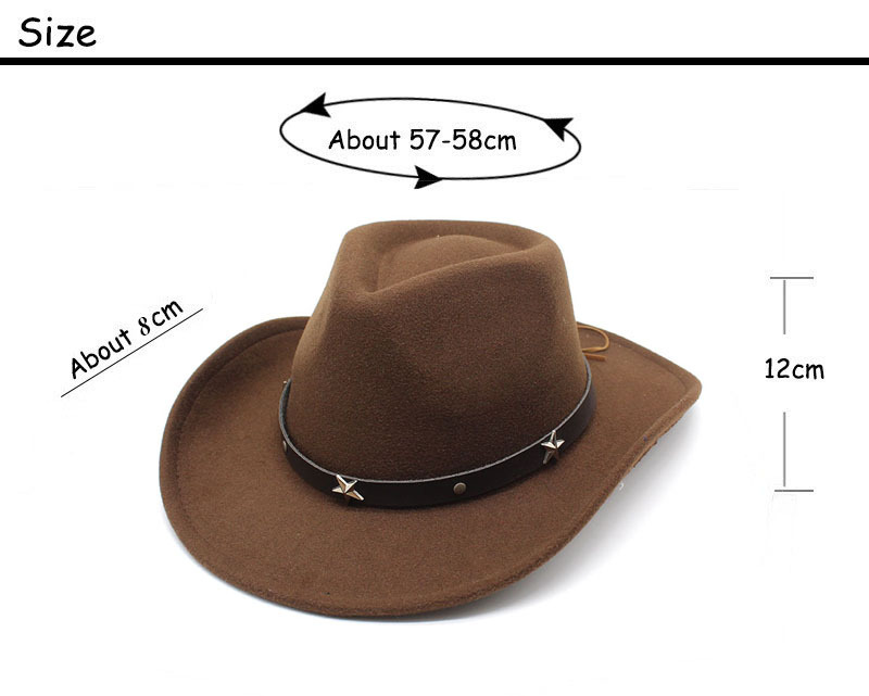 Nuovo regalo in denim occidentale di lana. Coppia da uomo e da donna con stella a cinque punte Cappello con bordo arricciato_voghion.com