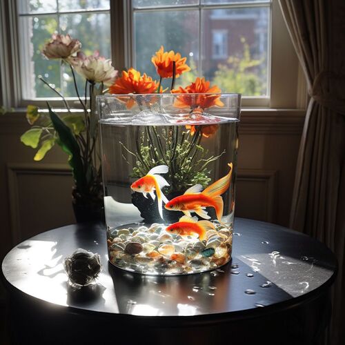Desktop fish tank Peacock straight cylindrical shape home transparent floor desktop Betta fish Guppy small beginner goldfish tank