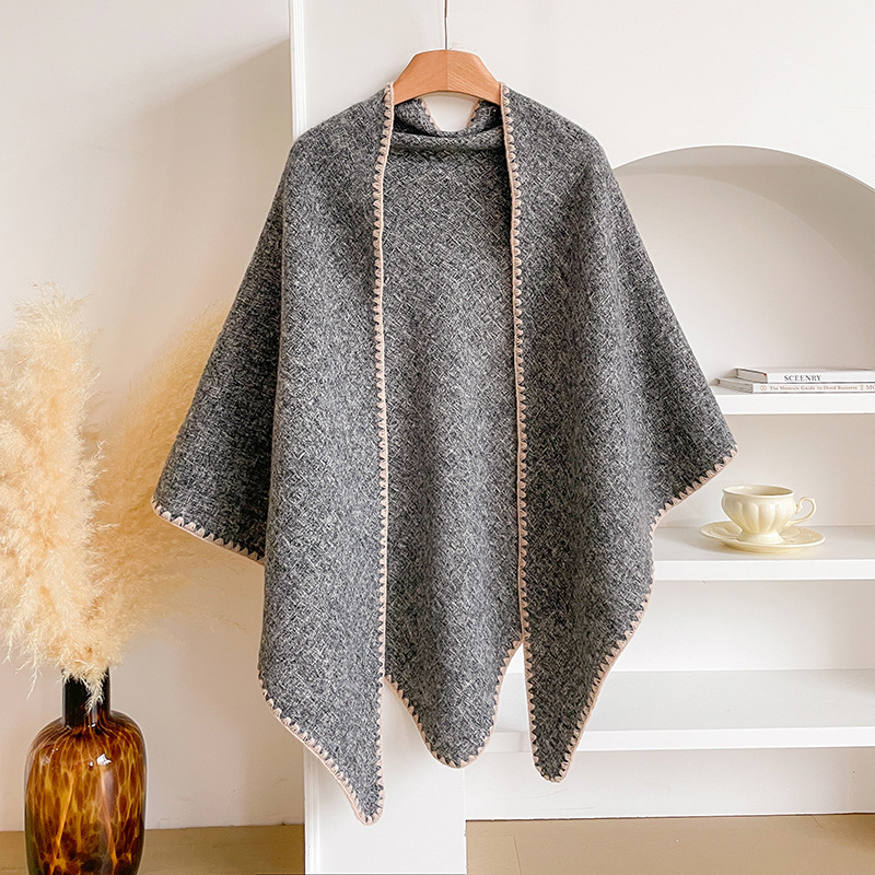 Bufanda Triangular de Lana Estilo Casual 2025 para Mujer, Calentador de Cuello para Otoño e Invierno, Chal Grande de Color Sólido para Habitaciones con Aire Acondicionado.