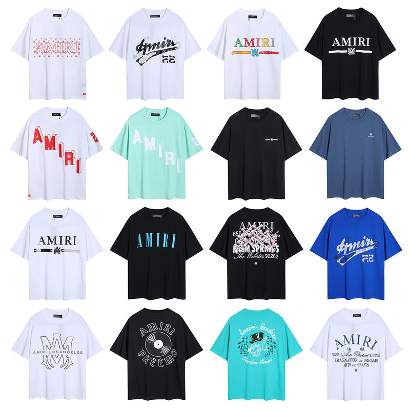 Cross-Border Wholesale 2024 New Amiri T-Shirt Letter Printed Pure Cotton Round Neck Short-Sleeved T-Shirt for Men and Women in Summer Cross-Border Wholesale 2024 New Amiri T-Shirt Letter Printed Pure Cotton Round Neck Short-Sleeved T-Shirt for Men and Women in Summer