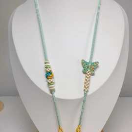 手工纯手工编织绳子黄金挂绳高档蜜蜡吊坠项链编绳翡翠千里调节