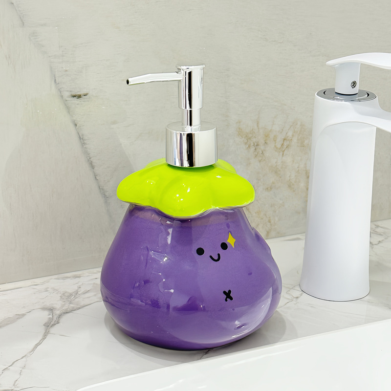 ナスローションボトル プッシュ式浴室トイレシャワージェルシャンプーセラミック詰め替えボトルセラミックハンドサニタイザーボトル|undefined