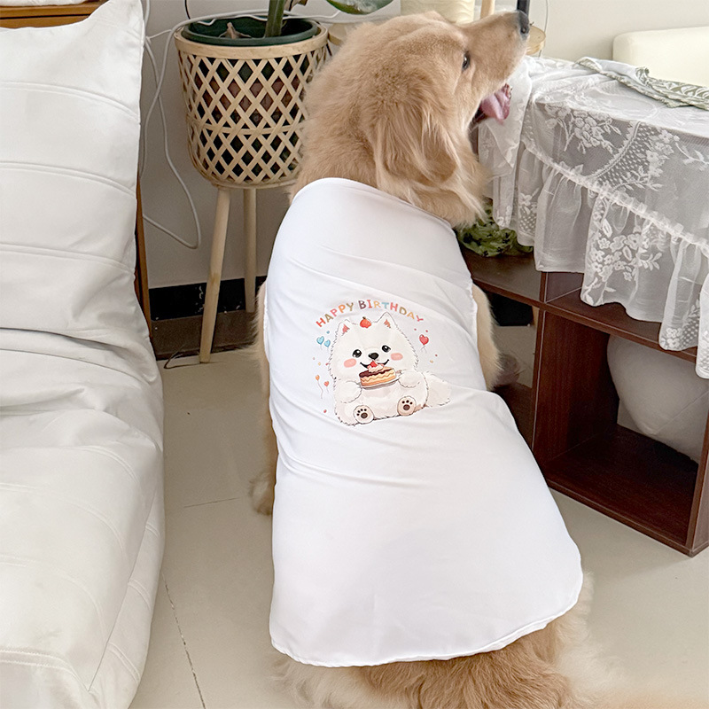 새로운 개 자외선 차단 조끼 옷 사모예드 보더 콜리 골든 리트리버 개 옷 봄과 여름 스커트 촬영 장식