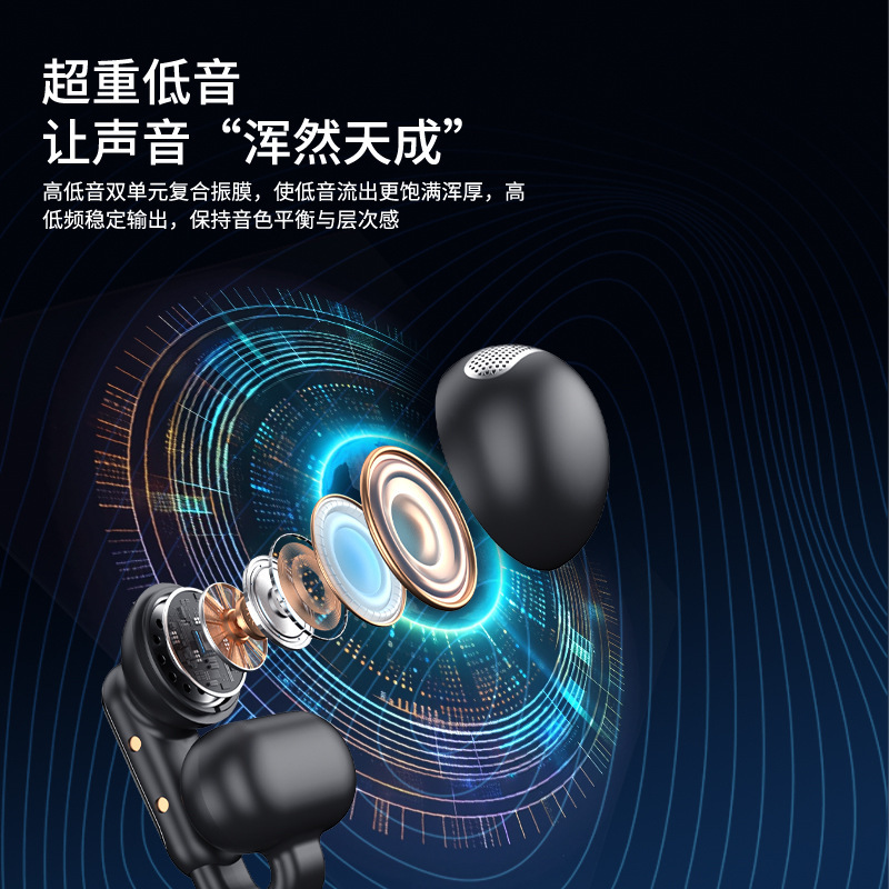 2025年立体イヤークリップ型ワイヤレスBluetoothヘッドホン、ノイズキャンセリング、クリップオンタイプ、超長バッテリー寿命、スポーツ防水、ステレオサウンド|undefined