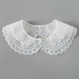 Three-layer Heavy Industry Fake Collar Children's Organza Embroidered Age-reducing Doll Collar All-match Decorative Collar Korean Style Dress Small Shawl