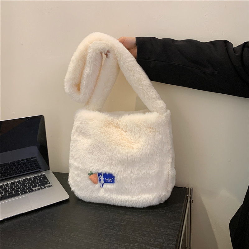 Plush tote for women's trendy and fashionable shoulder bag, plush crossbody bag_voghion.com