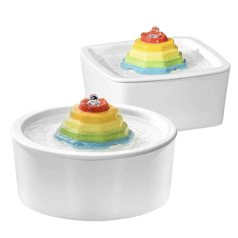 Питьевая вода для домашних животных 1.5L Rainbow Tower Керамическая кошачья вода кормушка автоматически циркулирует вода для очистки воды нейтральная