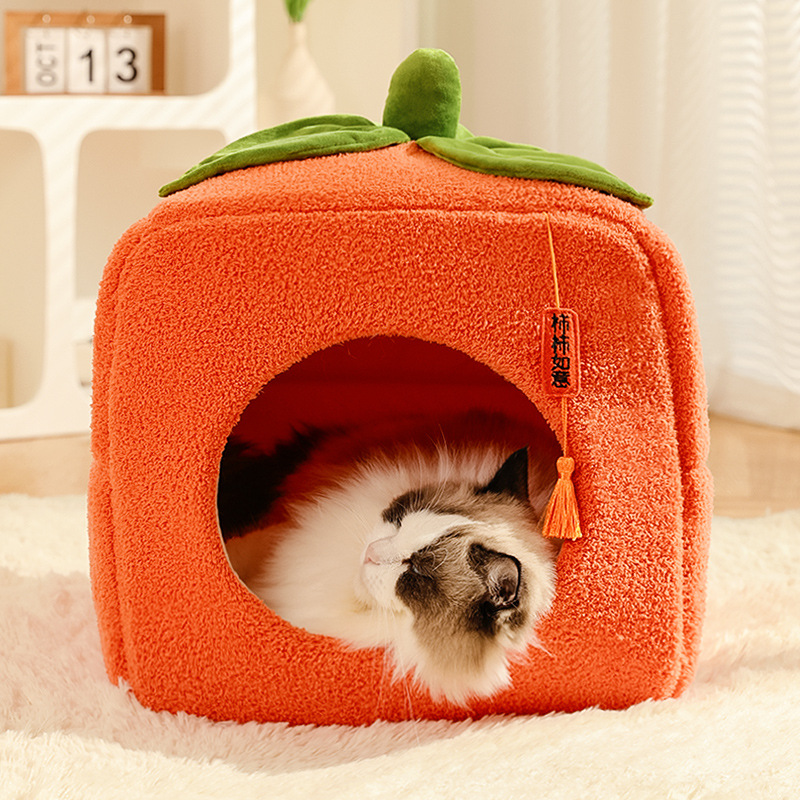 Gato perrera invierno cálido semi-cerrado gato nido suministros para mascotas gato casa gato cama caqui Ruyi casa al por mayor
