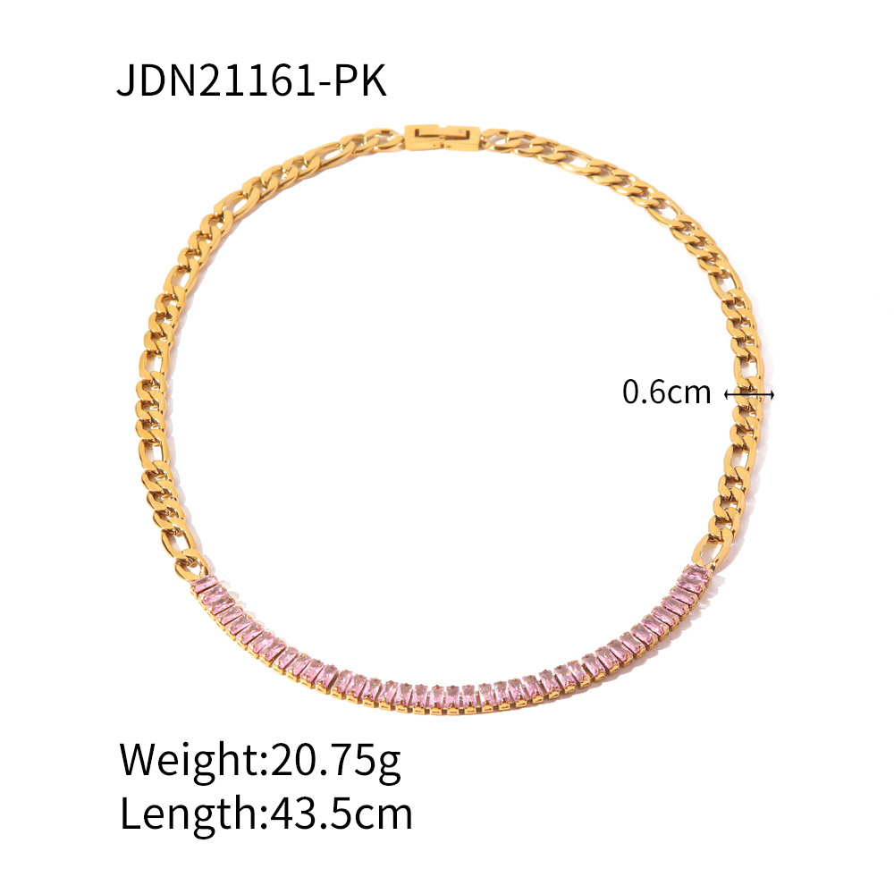 Glam Geometric Stainless Steel Titanium Steel Gold Plated Zircon Gold Plated Necklace display picture 7