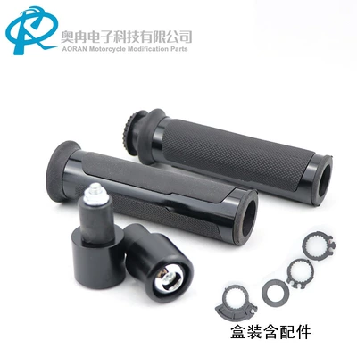 Motorcycle Handlebar Tape End Cap Set, No Logo Handlebar Grips, Universal Grip for Scooters, Cnc Handlebars (Motorcycle Handle Cover) - blackpair-no-logo