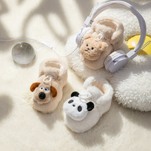 婴儿冬季加厚棉鞋子宝宝加厚鞋套软底学步鞋毛绒不掉鞋卡通保暖鞋