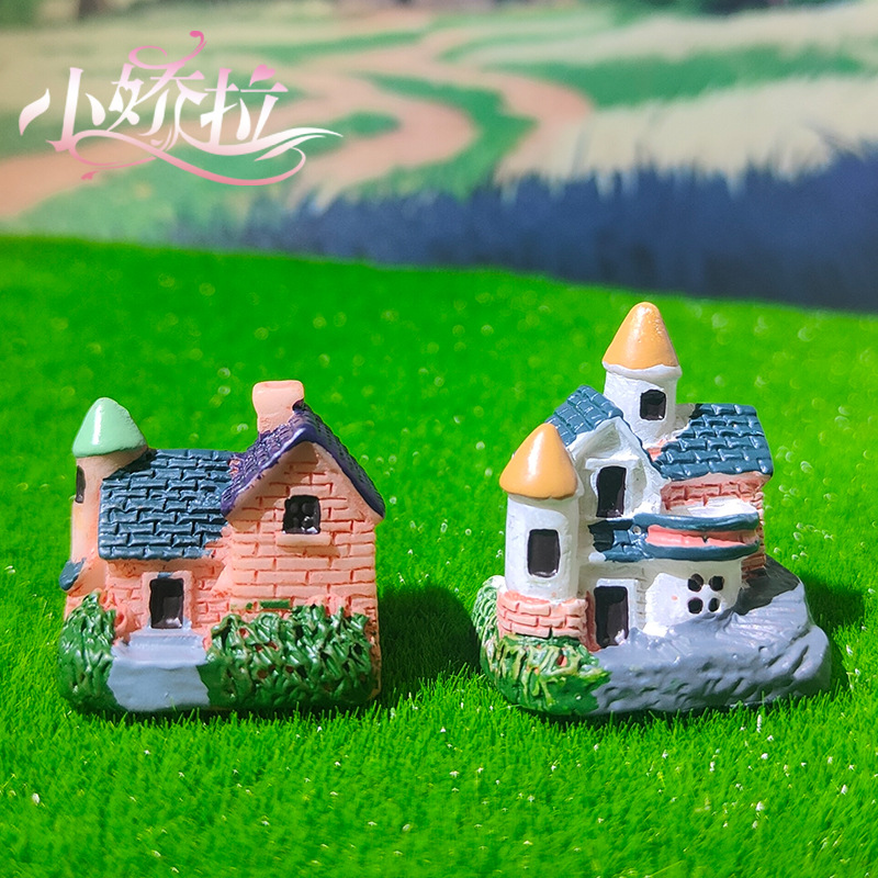 Nuevo micro paisaje modelo creativo artesanía en el hogar pequeña decoración de bricolaje pequeña villa casa mansión resina estilo chino