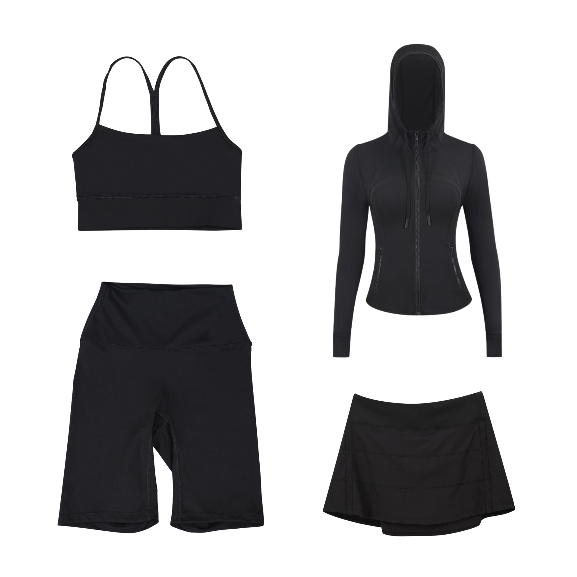 Women's Slim Fit Active Set With Hooded Jacket And Pleated Skirt_voghion.com