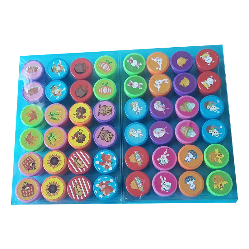 Sello de Pascua para niños juguete cilíndrico de dibujos animados sello creativo sello de recompensa del maestro sello de estímulo de jardín de infantes