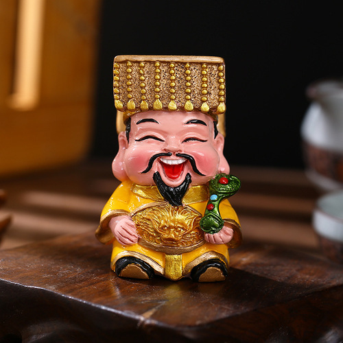 Creative Q-version Godly Immortal Lord, God of Wealth Figurine, Tea Table, Entrance Hall, Bar Cabinet Decorative Item, Store Opening, Relocation Gift