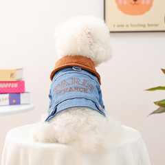 宠物衣服秋冬新款小型犬幼犬快乐狗猫保暖舒适巴黎风尚牛仔棉衣