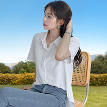 夏季薄款设计感小众法式垂感显瘦白色衬衫女通勤职业OL气质衬衣
