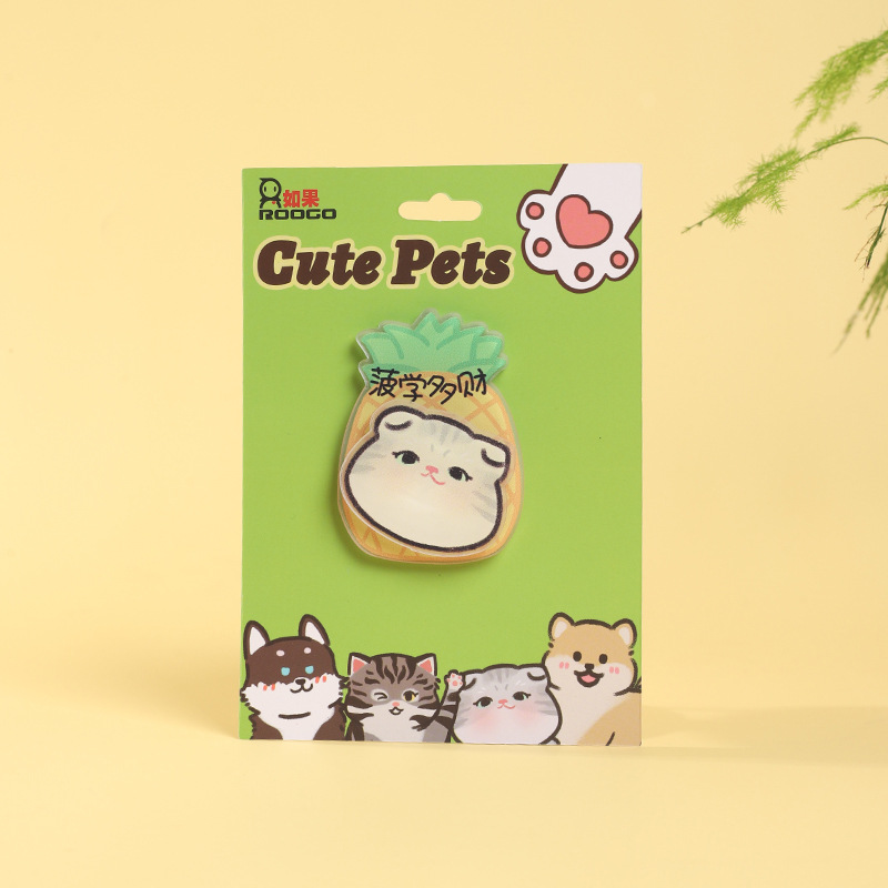 Lugar de fábrica divertido animal gato cachorro acrílico giratorio refrigerador imán creativo decoración del hogar imán magnético