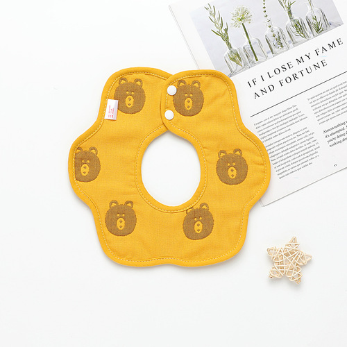 Baby Bib 360-degree Rotating Petal Napkin with 6-layer Cotton Gauze, Manufacturer Wholesale for Infants and Children