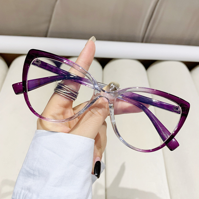 2023新款复古猫眼防蓝光眼镜框ins欧美个性素颜潮平光镜