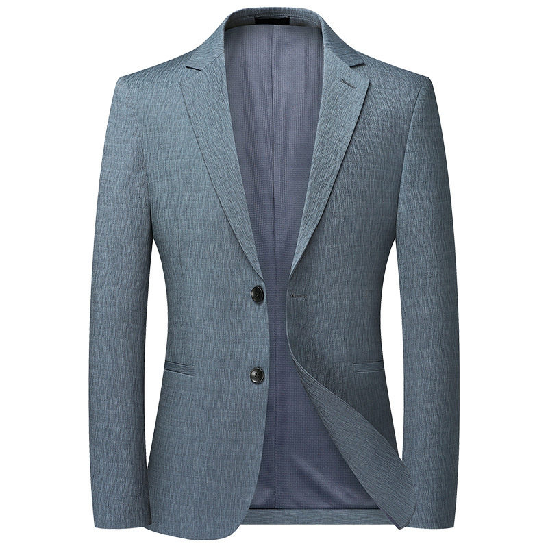 Áo vest nam mỏng mùa xuân thu dáng ôm, vải jacquard co giãn không cần ủi, phong cách Hàn Quốc — Màu xanh, Màu xám
