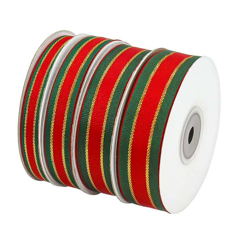 Fábrica al por mayor cinta de Navidad embalaje de regalo cinta de borde dorado rayas para hornear cinta de pastel decorativo image 6