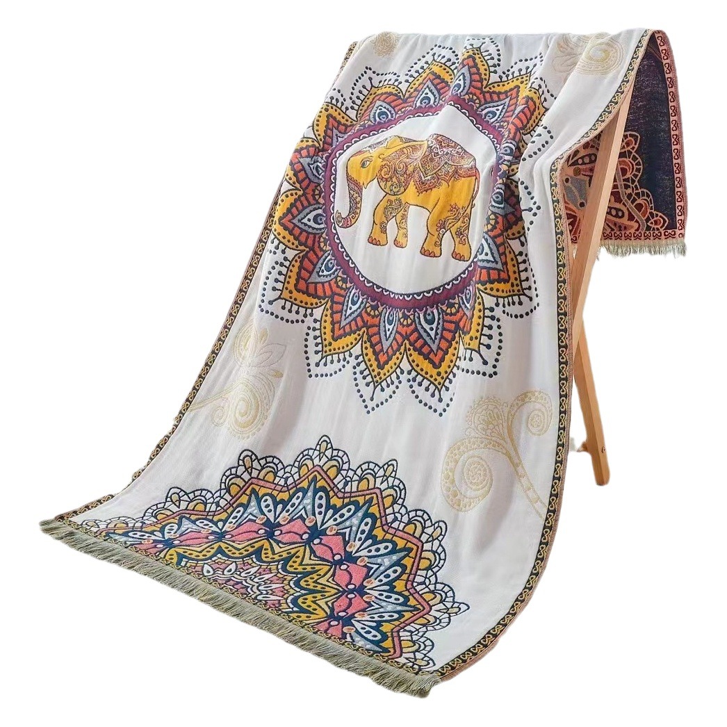 New multi-layer gauze cotton bath towel soft and comfortable beach towel ethnic wind Sun God skin-friendly absorbent wholesale