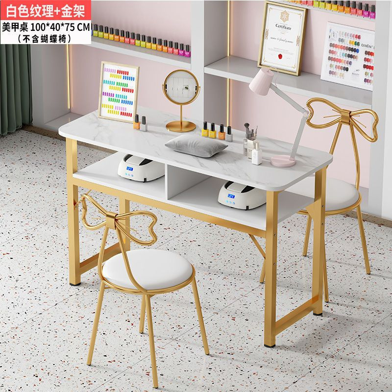 Eryouwei mármol red manicure ligera de lujo mesa japonesa simple mesa de manicure mesa y silla conjunto de imitación de doble