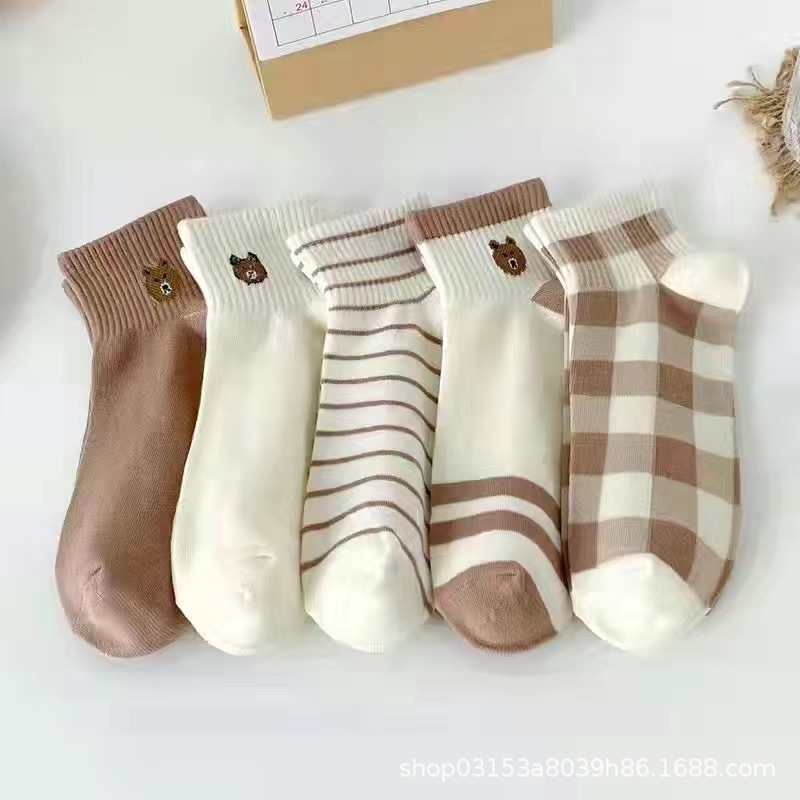 "여성용 양말" 다크 브라운 베어