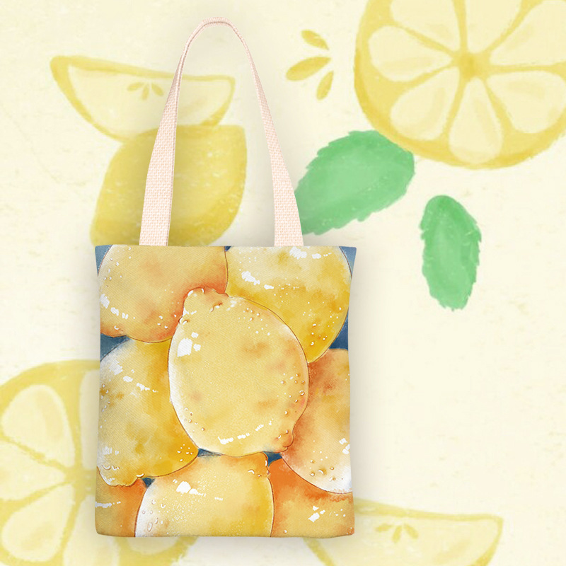 柠檬2020新款简约小清新学生大容量包包帆布包单肩包布袋手提袋