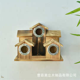 木质鸟房子繁殖箱创意户外庭院花园鹦鹉木屋别墅式喂食器装饰挂件