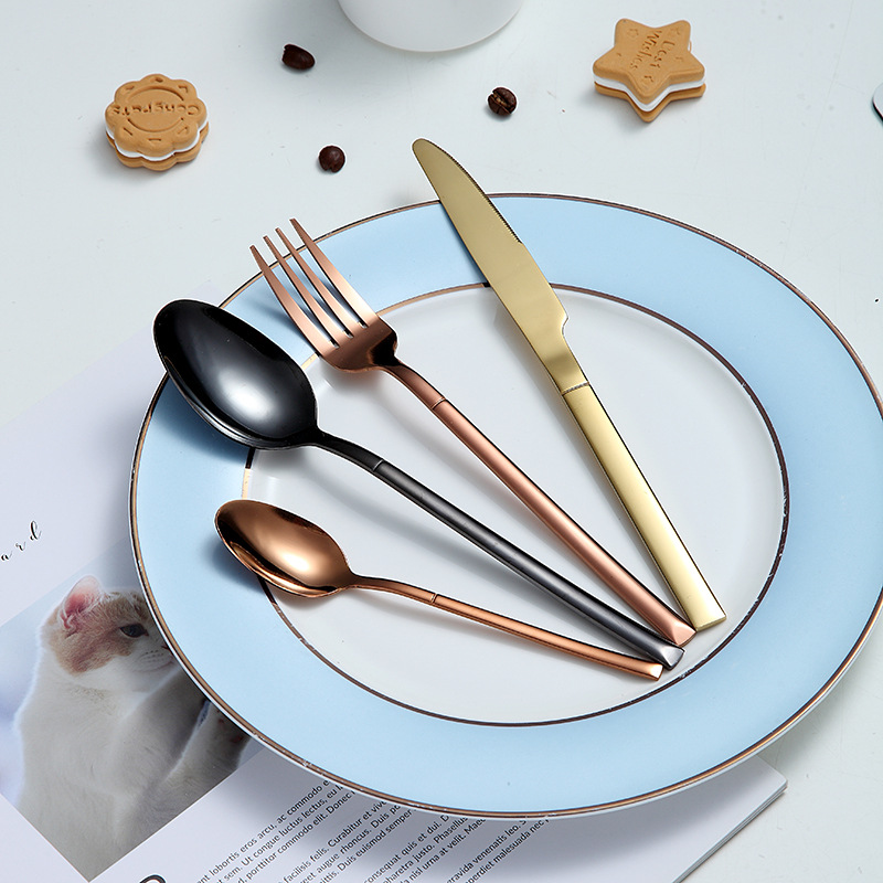 亞馬遜跨境不鏽鋼餐具4件套騎士系列西餐牛排刀叉勺禮盒 可logo