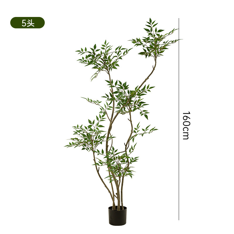 Simulación de plantas verdes Sensación avanzada Bambú Nantian Planta en maceta de piso grande Sala de estar interior Árbol falso biónico Decoración de plantas