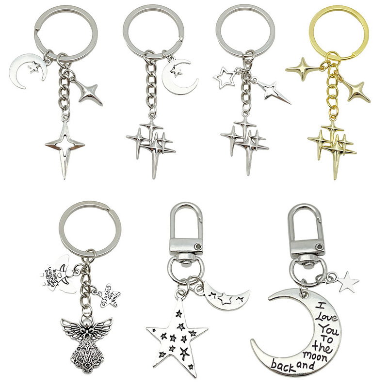 European and American Cross-border Fashion Alloy Star Moon Hollow Keychain Pendant Men's and Women's Bag Keychain Accessories Pendant European and American Cross-border Fashion Alloy Star Moon Hollow Keychain Pendant Men's and Women's Bag Keychain Accessories Pendant
