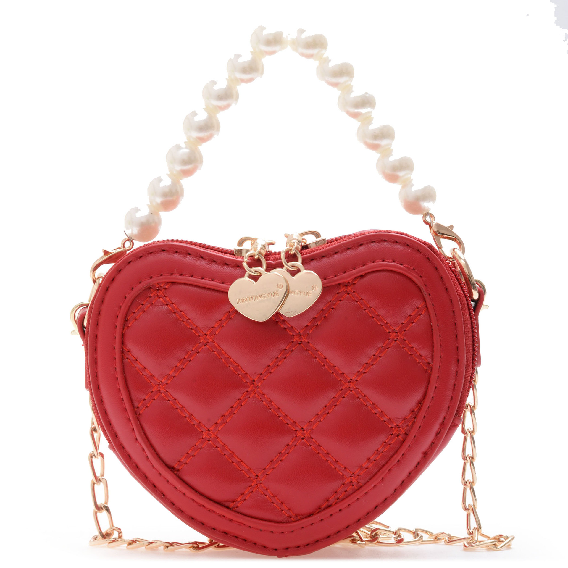 Bolso de mensajero en forma de corazón lindo para niñas 2021 nuevo bolso para niños estilo occidental perla portátil princesa mini Satchel