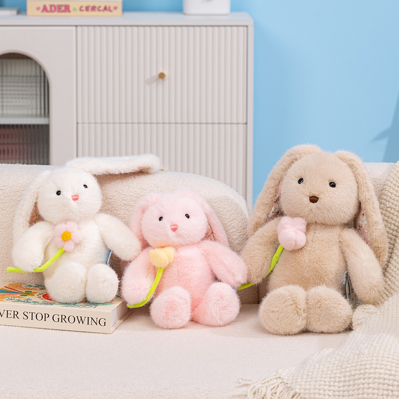 Priced Flower Rabbit Plush Doll, Cute Bunny Doll, Birthday Gift for Girls, Pillow, Companion Healing Doll