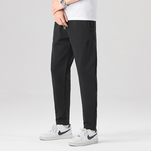 Sweatpants, men's pants, autumn and winter casual pants, loose pants, elastic leg pants, fashionable nine-quarter pants, outdoor