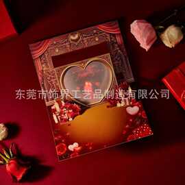跨境爆款定制3D弹出式贺卡音乐+灯光生日周年纪念情人节婚礼卡