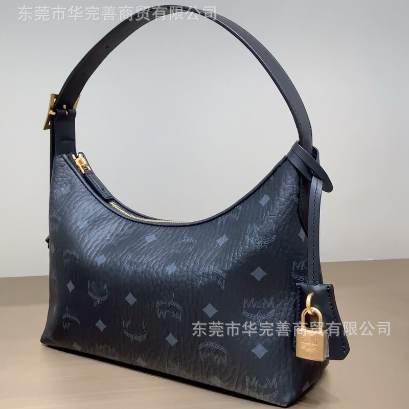 莞产M家经典老花小号金锁吊坠单肩包手提斜挎牛角包流浪包腋下包|undefined