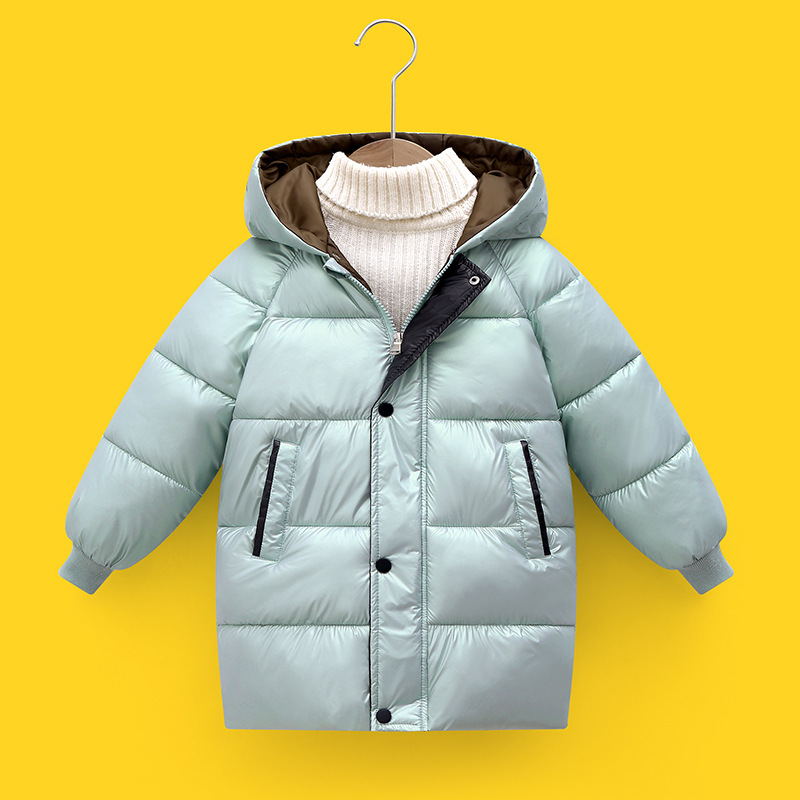 Ropa de algodón acolchada para niños de comercio exterior ropa de algodón acolchada con capucha de invierno para niños medianos y grandes bebés para niños y niñas nueva chaqueta acolchada de algodón engrosada de longitud media