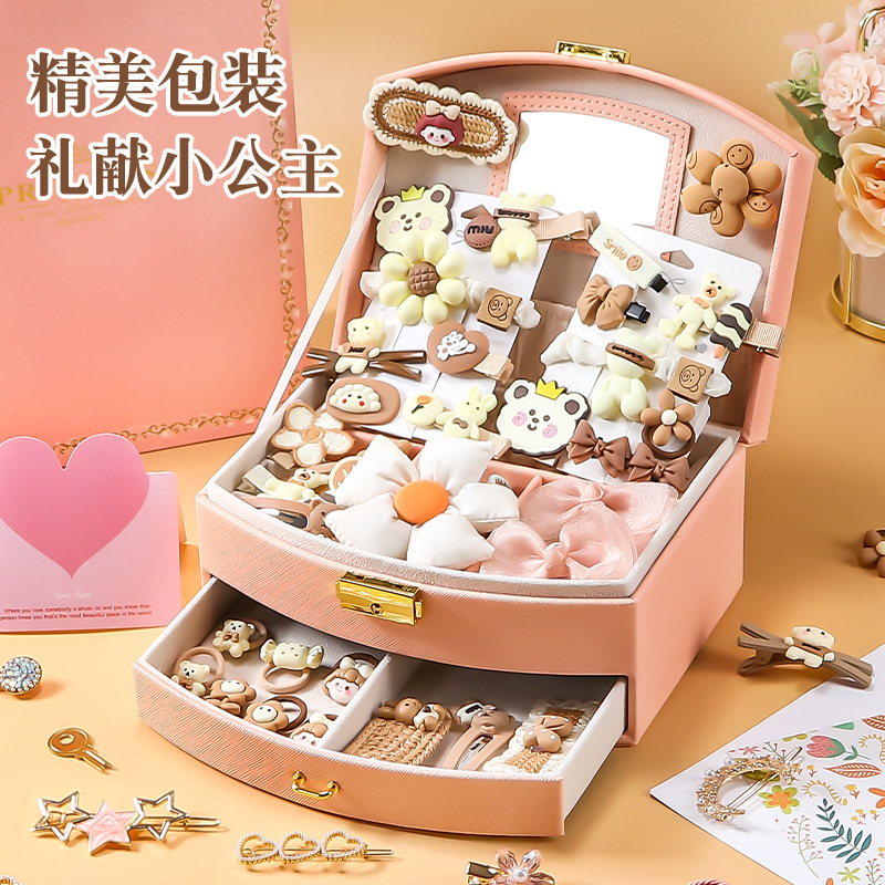 Regalo del día del niño Juguetes de cumpleaños para niñas Niña de 3 años, 10 niñas, 8 cajas de regalo de joyas, 9 accesorios para el cabello
