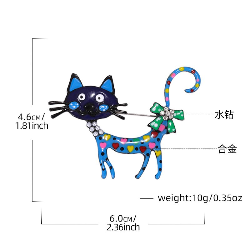 欧美卡通滴油猫咪胸针彩色珐琅动物胸花女士大衣西服别针可爱装饰
