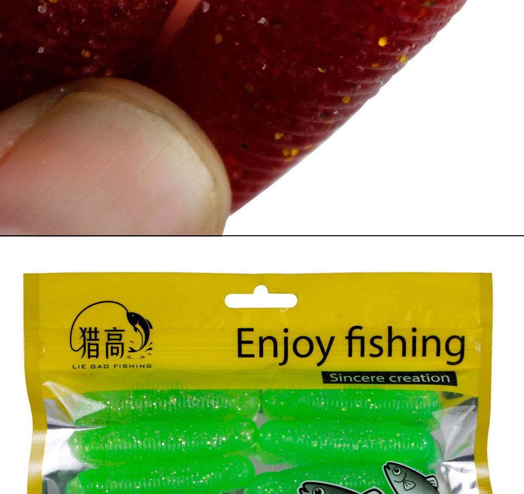 6 PCS Worms Fishing Lures Soft Plastic Worms Baits Fresh Water Bass Swimbait Tackle Gear