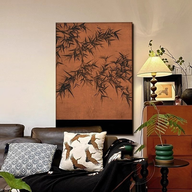 《墨竹》中古风客厅装饰画新中式禅意客厅挂画水墨竹子艺术摆画|undefined
