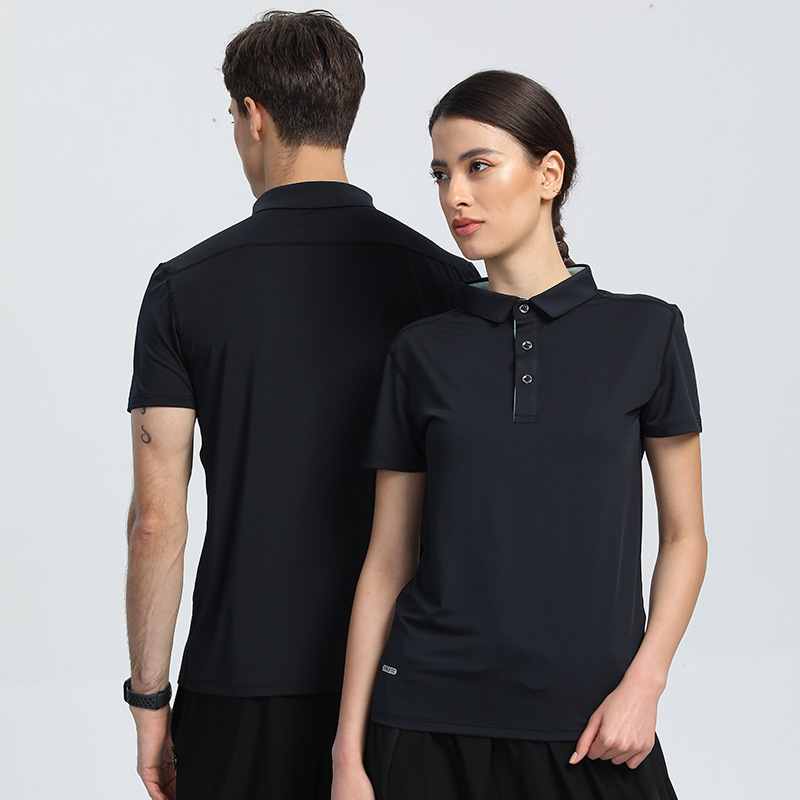 Nueva versión ligera de color sólido de secado rápido deportes de manga corta de verano de cuatro agujas de seis líneas de solapa de textura absorbente de sudor Polo de golf